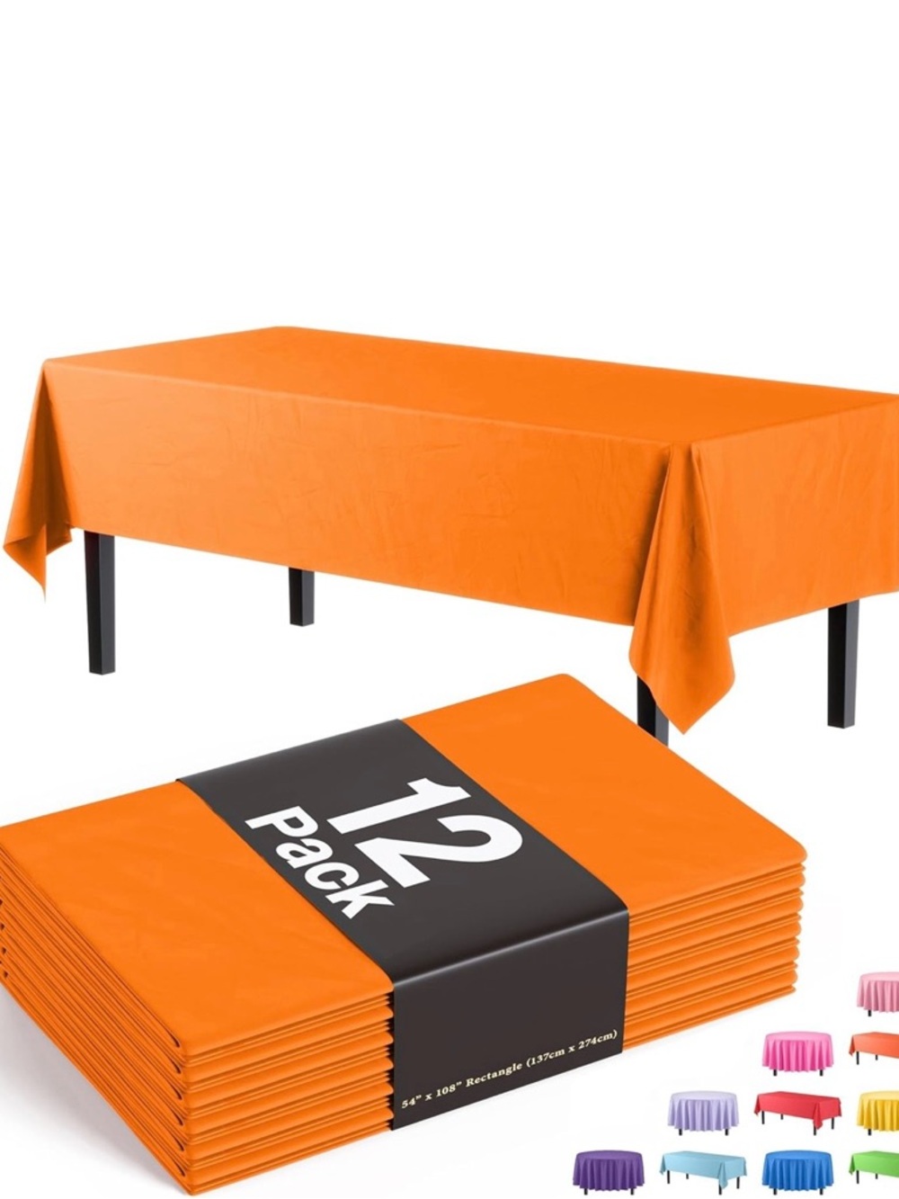 🧡 12-Pack Plastic Table Covers 🧡